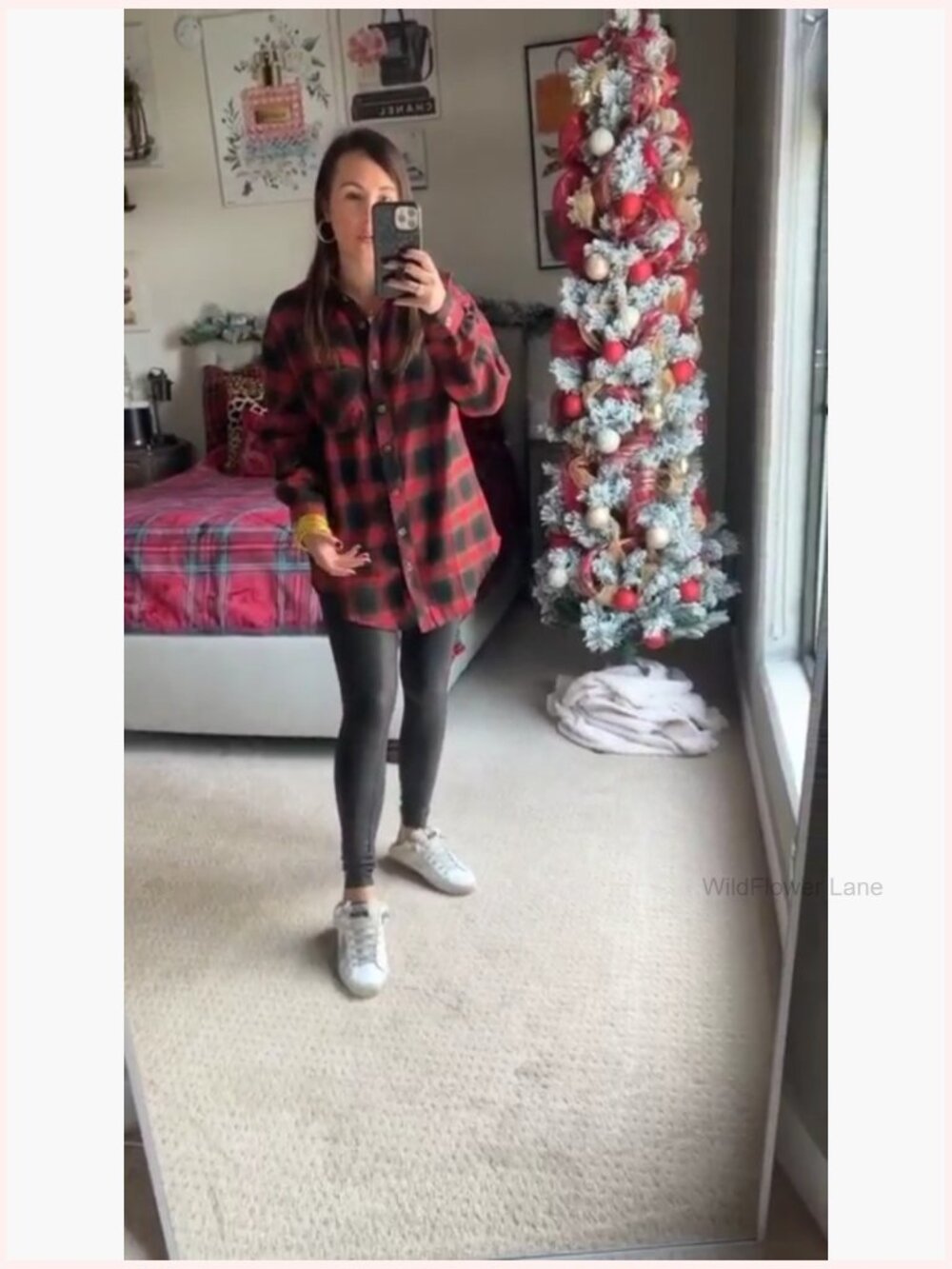 Women's Long Sleeve Button Down Plaid Flannel Shirt Blouse Tunic - Picture 6 of 7